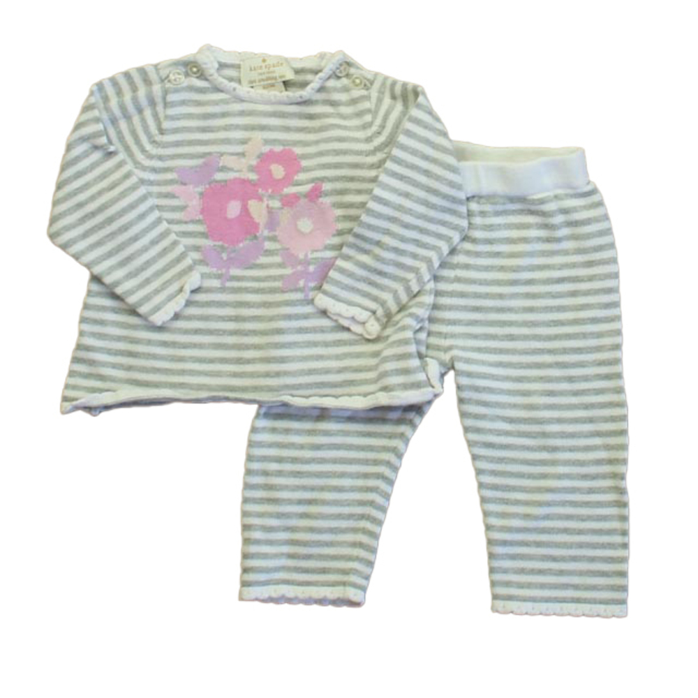 Kate Spade Girls Gray | White Floral Apparel Sets size: 3 Months
